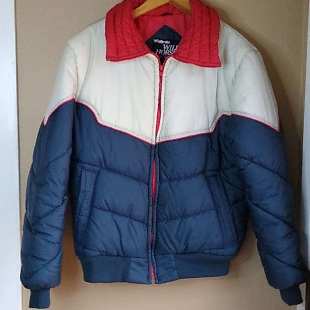 Wild Horses Vintage Colorblock puffer Jacket L